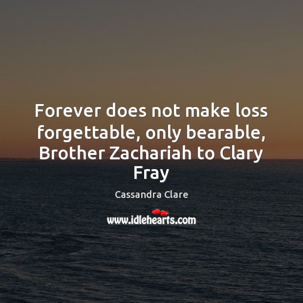 Forever does not make loss forgettable, only bearable, Brother Zachariah to Clary Fray Brother Quotes Image