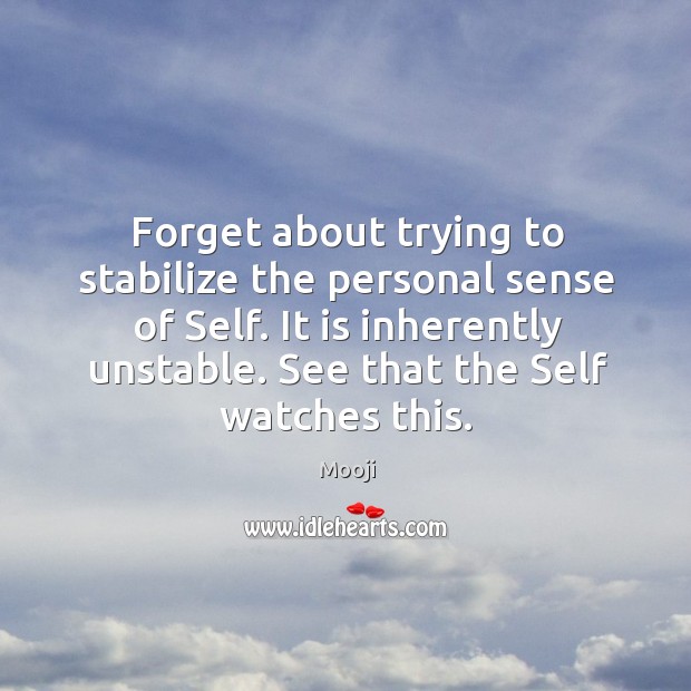 Forget about trying to stabilize the personal sense of Self. It is Image