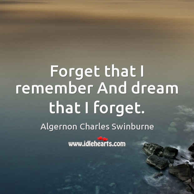 Forget that I remember And dream that I forget. Image