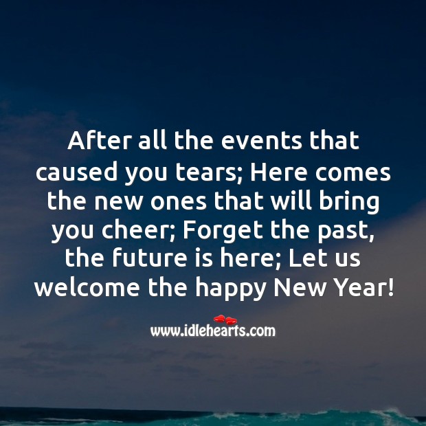 Forget the past, the future is here; Let us welcome the happy New Year! Future Quotes Image