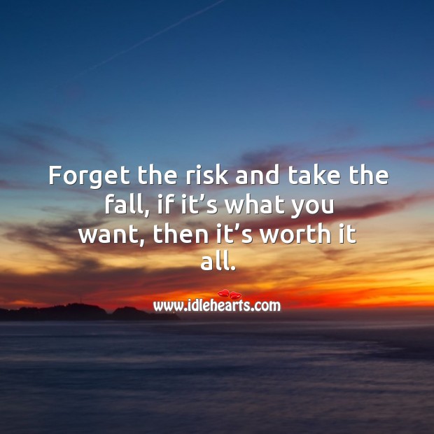 Forget the risk and take the fall, if it’s what you want, then it’s worth it all. Image