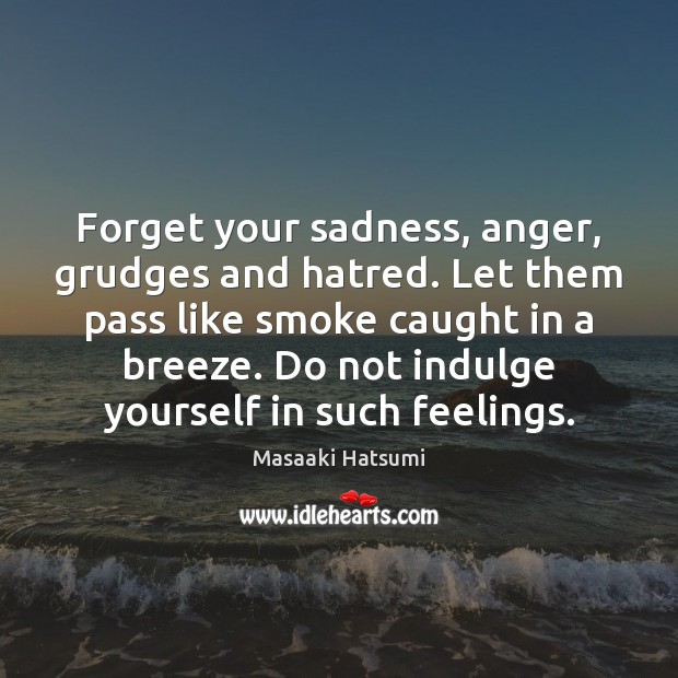 Forget your sadness, anger, grudges and hatred. Let them pass like smoke 