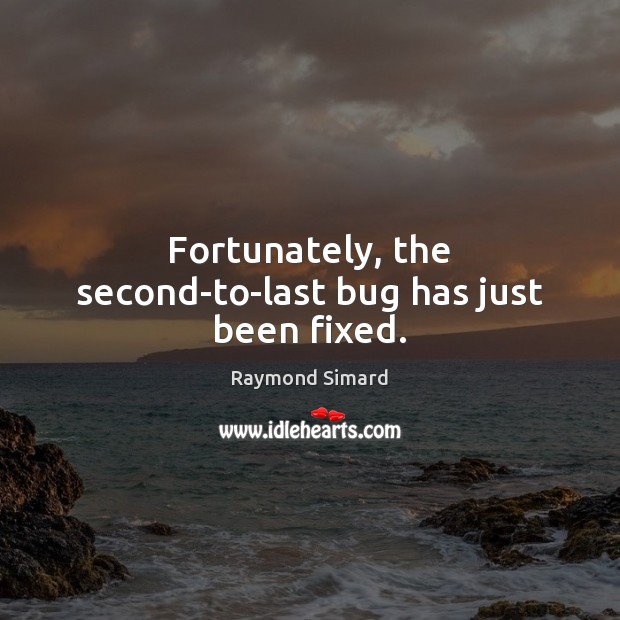 Fortunately, the second-to-last bug has just been fixed. Raymond Simard Picture Quote