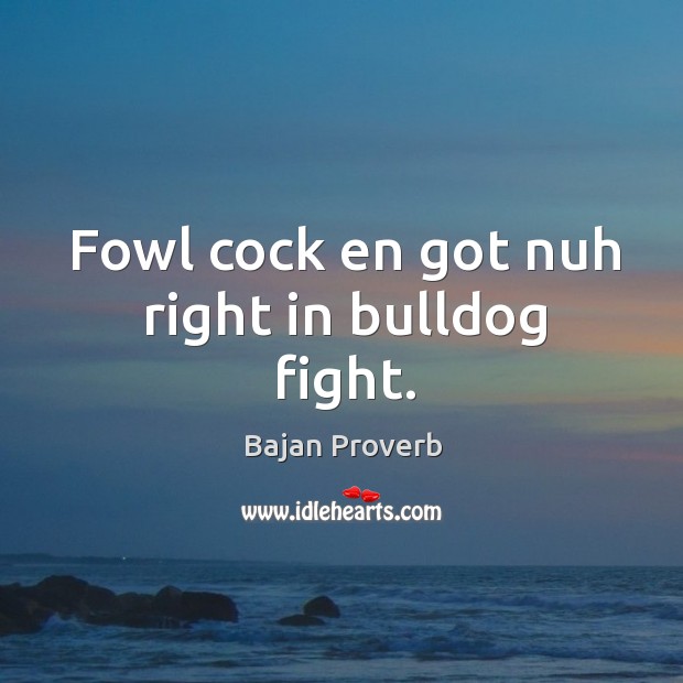 Fowl cock en got nuh right in bulldog fight. Bajan Proverbs Image