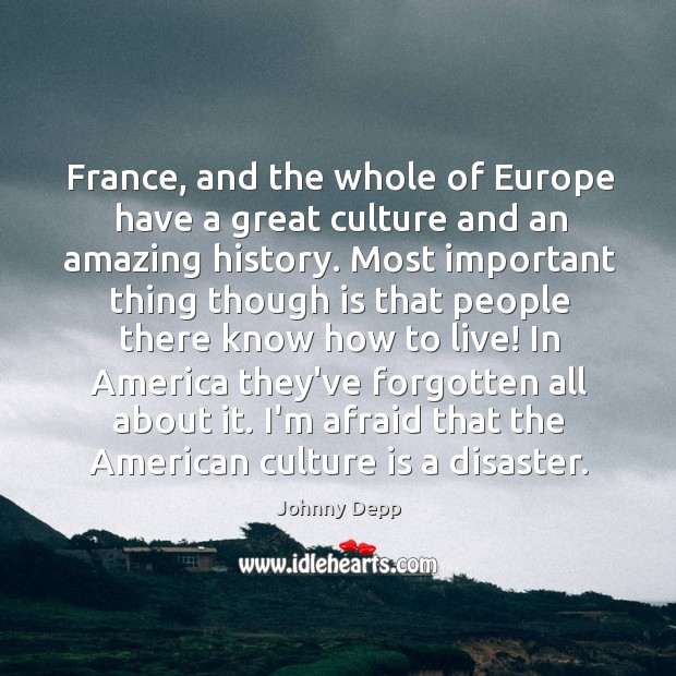 France, and the whole of Europe have a great culture and an Johnny Depp Picture Quote