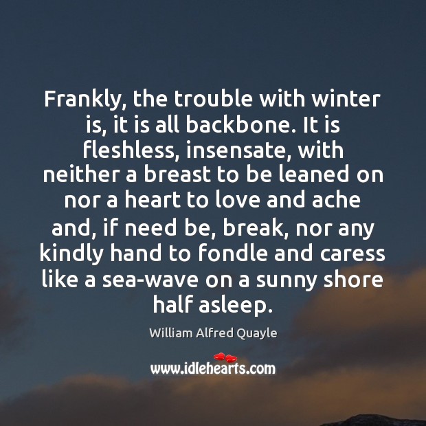 Frankly, the trouble with winter is, it is all backbone. It is Image