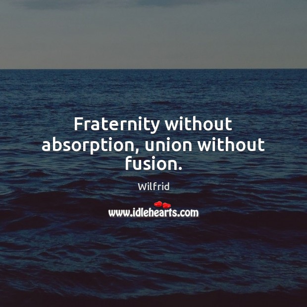Fraternity without absorption, union without fusion. Image