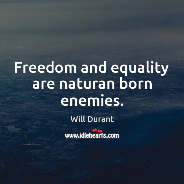 Freedom and equality are naturan born enemies. 