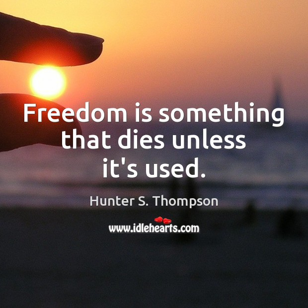 Freedom is something that dies unless it’s used. Hunter S. Thompson Picture Quote