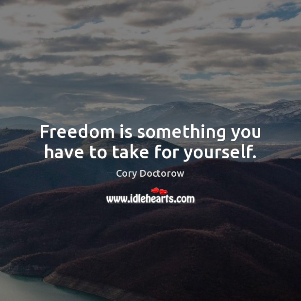 Freedom is something you have to take for yourself. Cory Doctorow Picture Quote