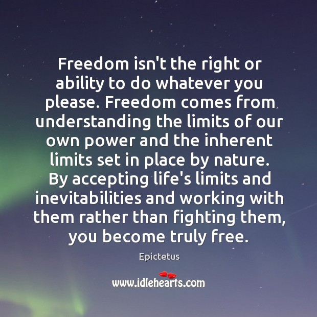 Freedom isn’t the right or ability to do whatever you please. Freedom Image