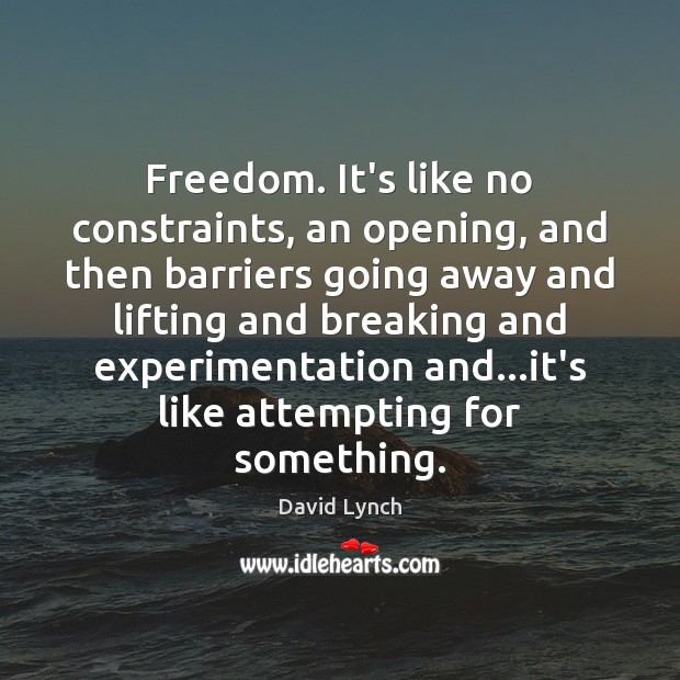 Freedom. It’s like no constraints, an opening, and then barriers going away 