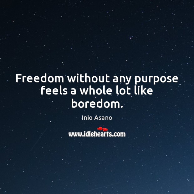 Freedom without any purpose feels a whole lot like boredom. Freedom Quotes Image