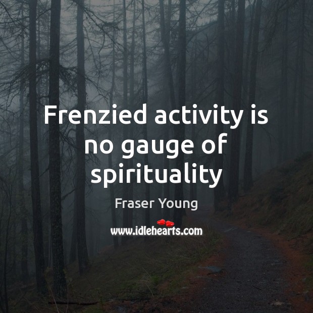 Frenzied activity is no gauge of spirituality Fraser Young Picture Quote