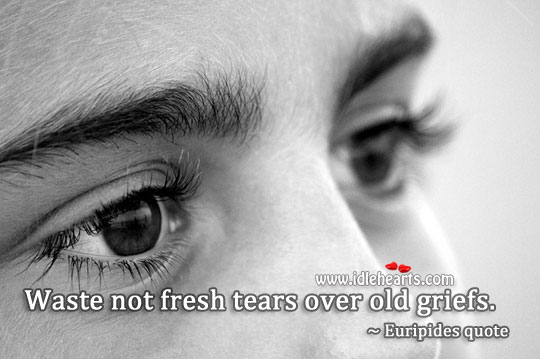 Waste not fresh tears over old griefs. Euripides Picture Quote