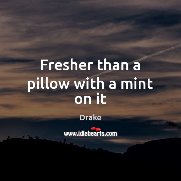 Fresher than a pillow with a mint on it Drake Picture Quote