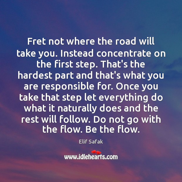 Fret not where the road will take you. Instead concentrate on the Elif Safak Picture Quote