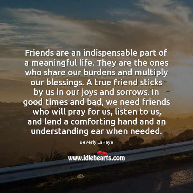 Friends are an indispensable part of a meaningful life. They are the Image