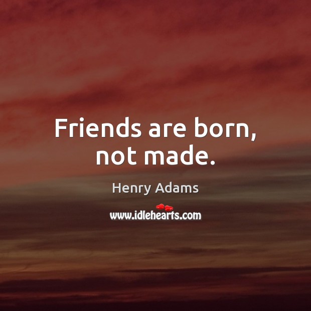 Friends are born, not made. Henry Adams Picture Quote