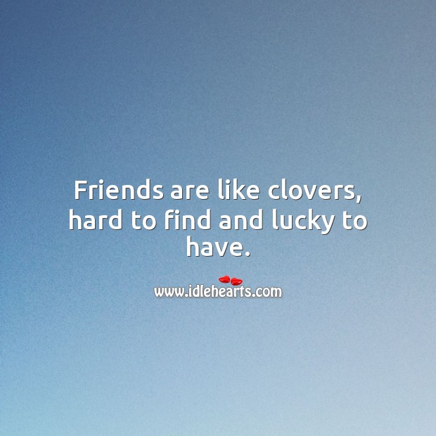 Friends are like clovers, hard to find and lucky to have. Image