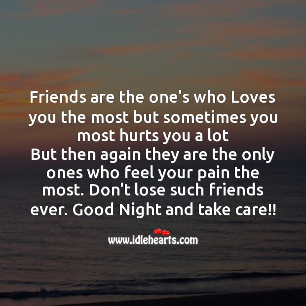Friends are the one’s who loves you Good Night Quotes Image