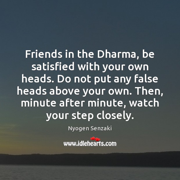 Friends in the Dharma, be satisfied with your own heads. Do not Nyogen Senzaki Picture Quote