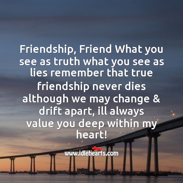 Friendship, friend what you see as truth what you Friendship Messages Image