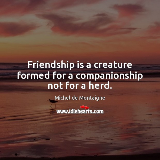 Friendship is a creature formed for a companionship not for a herd. Image