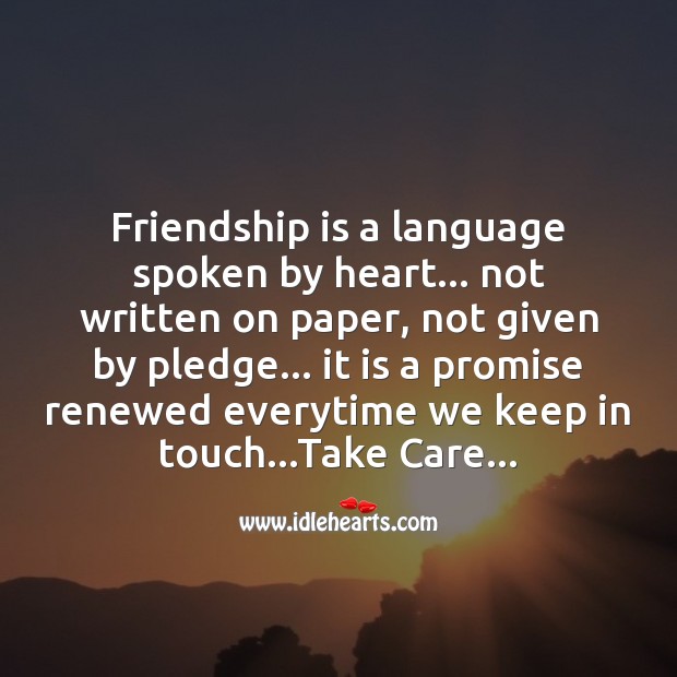 Friendship is a language spoken by heart. Friendship Messages Image