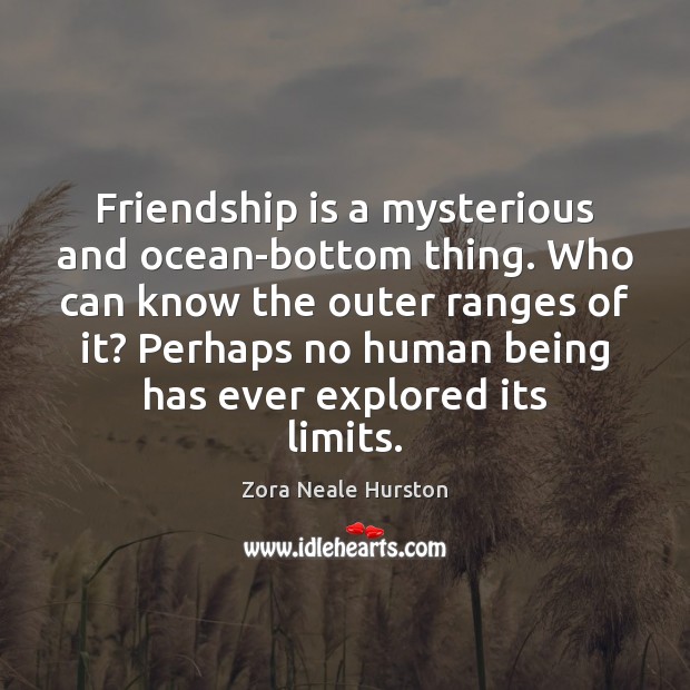 Friendship is a mysterious and ocean-bottom thing. Who can know the outer Zora Neale Hurston Picture Quote