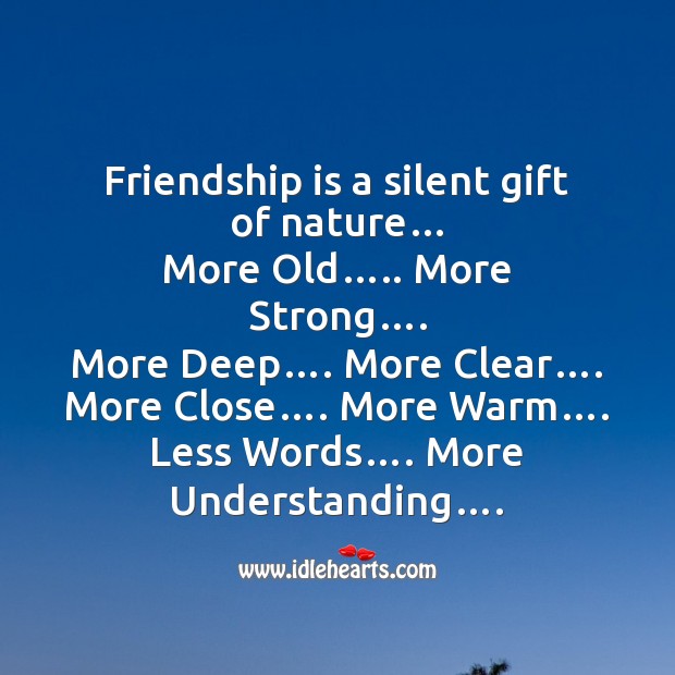 Friendship is a silent gift of nature Image