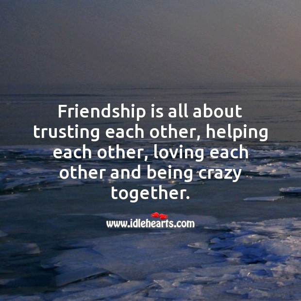 Friendship is all about trusting each other, helping each other. Friendship Quotes Image