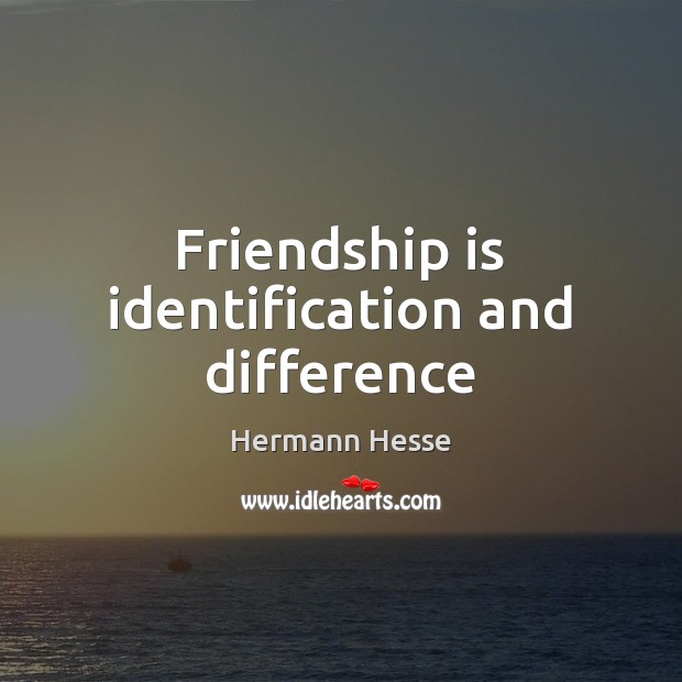 Friendship is identification and difference Hermann Hesse Picture Quote