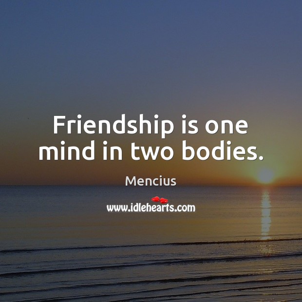 Friendship is one mind in two bodies. Image