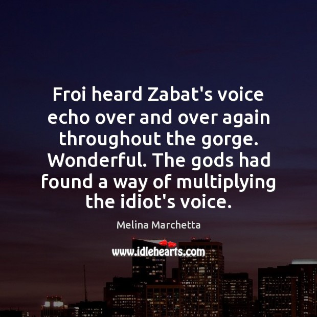 Froi heard Zabat’s voice echo over and over again throughout the gorge. Melina Marchetta Picture Quote