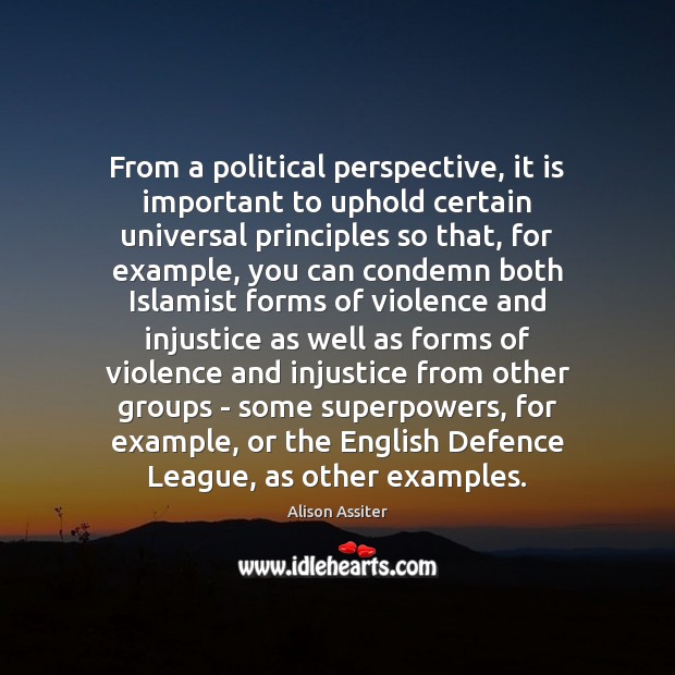 From a political perspective, it is important to uphold certain universal principles Alison Assiter Picture Quote