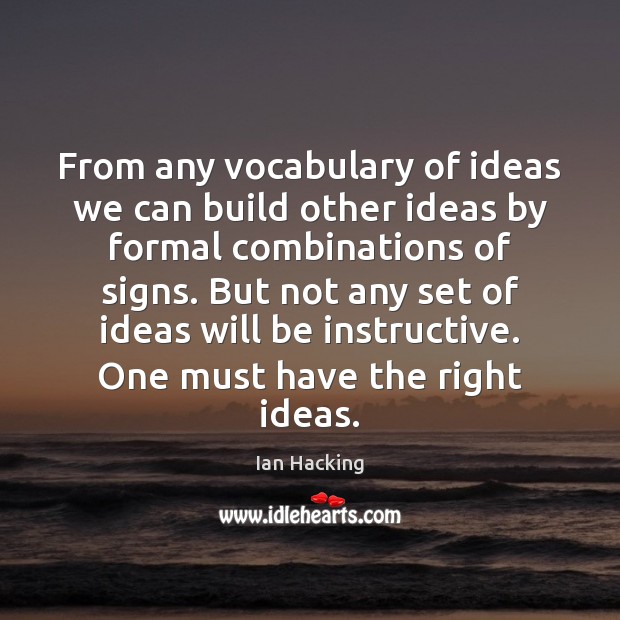 From any vocabulary of ideas we can build other ideas by formal Ian Hacking Picture Quote