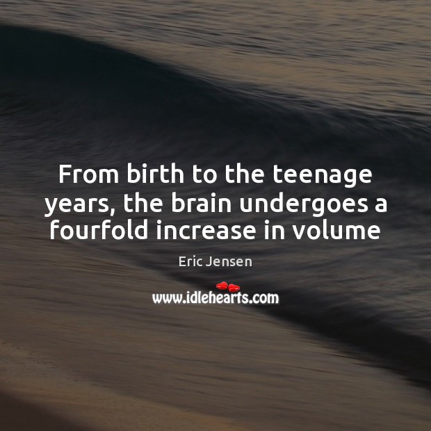 From birth to the teenage years, the brain undergoes a fourfold increase in volume Eric Jensen Picture Quote