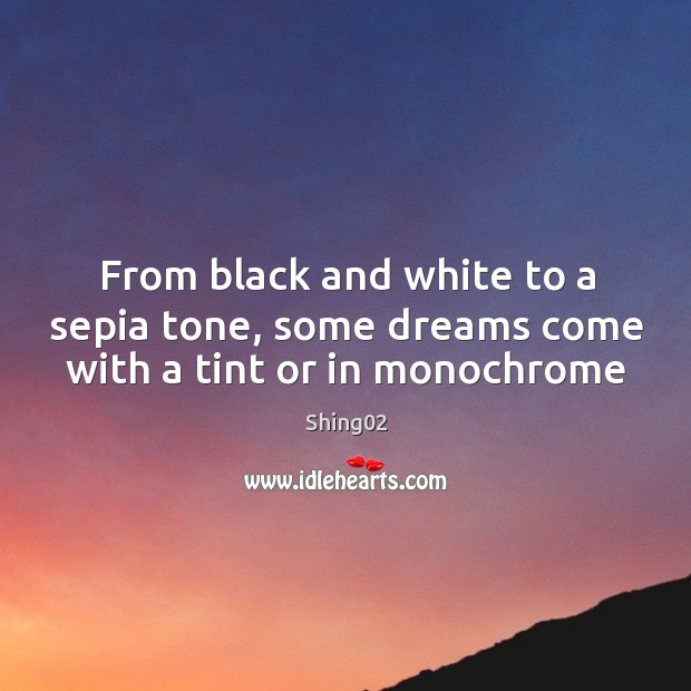From black and white to a sepia tone, some dreams come with a tint or in monochrome Shing02 Picture Quote