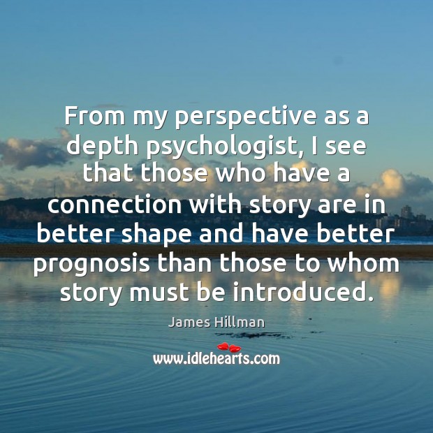 From my perspective as a depth psychologist, I see that those who James Hillman Picture Quote