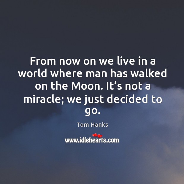 From now on we live in a world where man has walked on the moon. It’s not a miracle; we just decided to go. Image