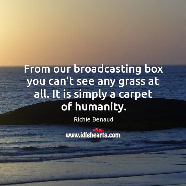 From our broadcasting box you can’t see any grass at all. It is simply a carpet of humanity. Richie Benaud Picture Quote