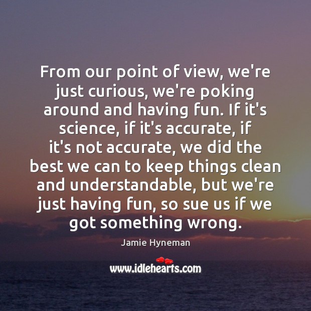 From our point of view, we’re just curious, we’re poking around and Jamie Hyneman Picture Quote