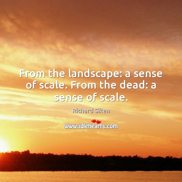From the landscape: a sense of scale. From the dead: a sense of scale. Richard Siken Picture Quote