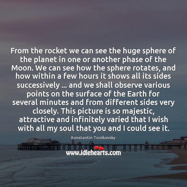 From the rocket we can see the huge sphere of the planet Konstantin Tsiolkovsky Picture Quote