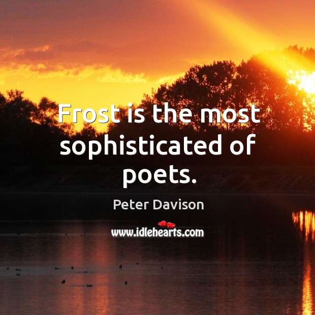 Frost is the most sophisticated of poets. Peter Davison Picture Quote