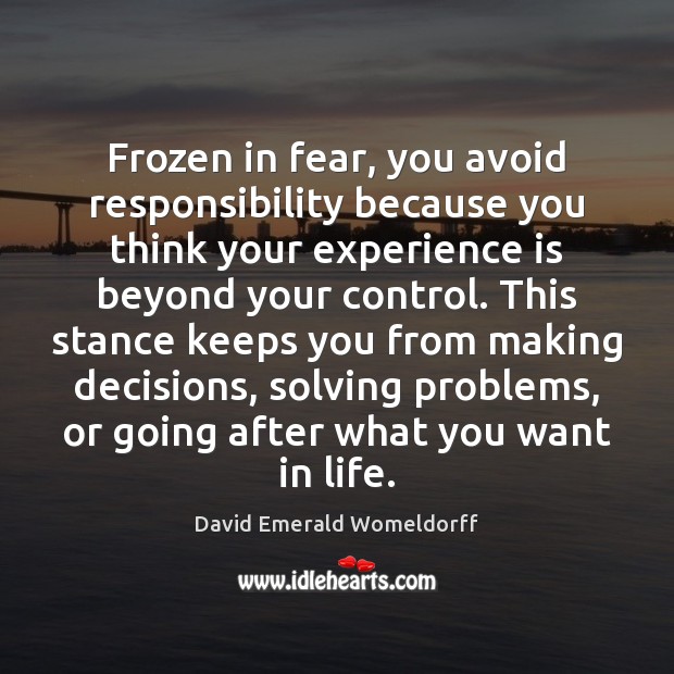 Frozen in fear, you avoid responsibility because you think your experience is Experience Quotes Image