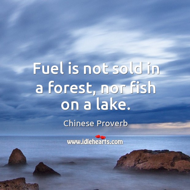 Fuel is not sold in a forest, nor fish on a lake. Image