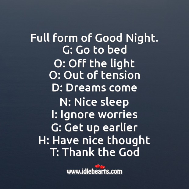 Good Night Full Form Good Night Quotes Image