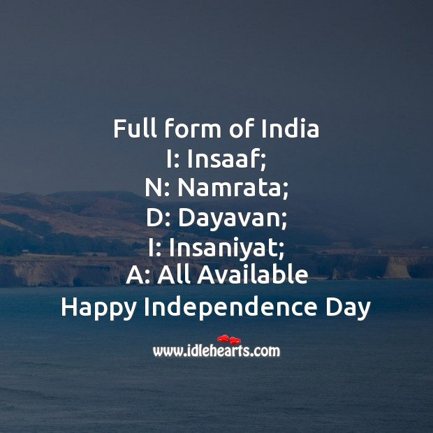 Full form of india Independence Messages Image